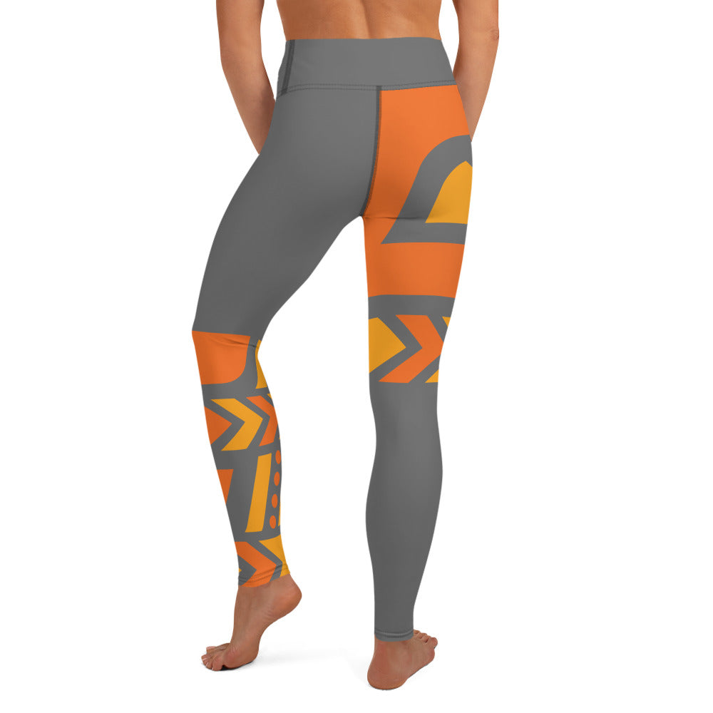 Raised Waist Leggings (ST-Grey/Orange)