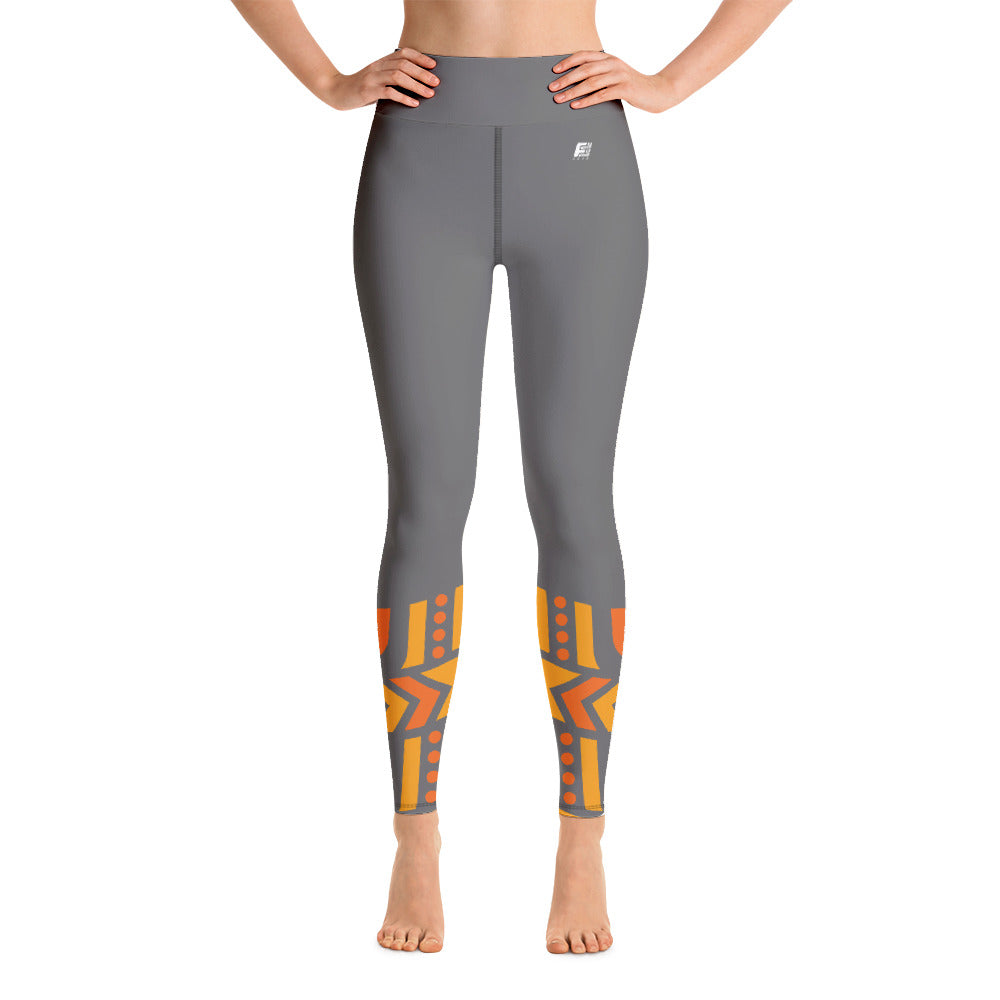 Raised Waist Leggings (LL-Grey/Orange)