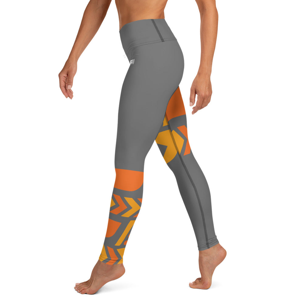Raised Waist Leggings (ST-Grey/Orange)