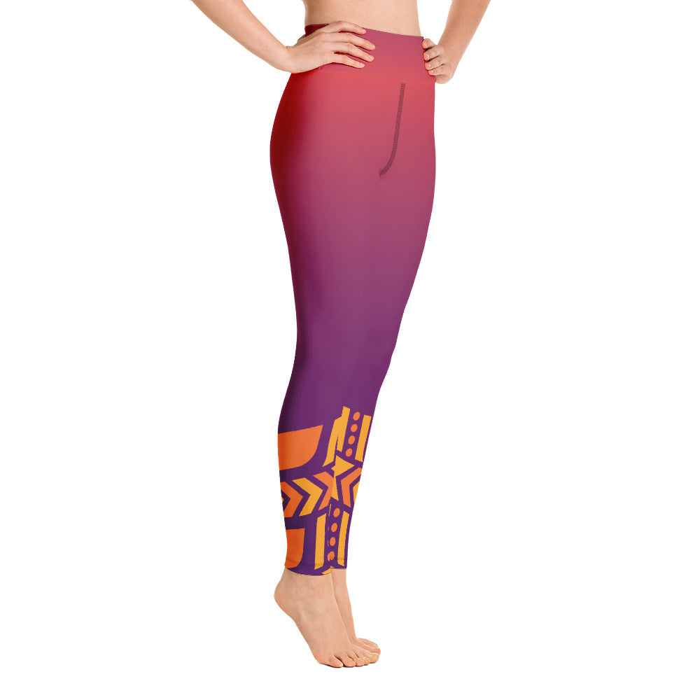 Raised Waist Leggings LL-Purple/Orange)
