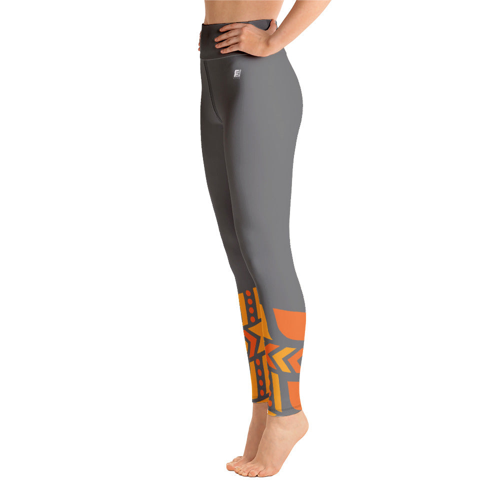 Raised Waist Leggings (LL-Grey/Orange)