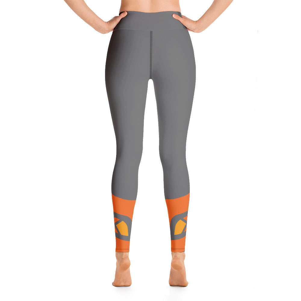 Raised Waist Leggings (LL-Grey/Orange)