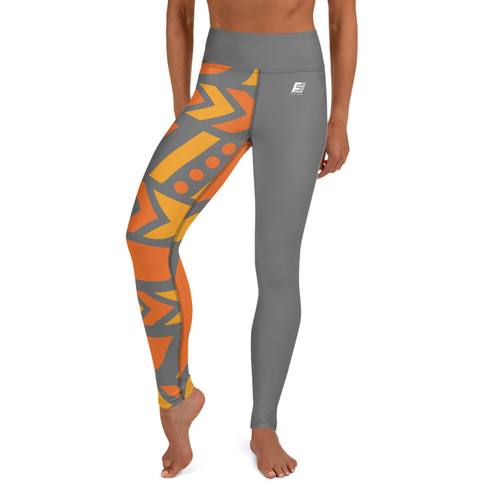 Raised Waist Leggings (SL-Grey/Orange)