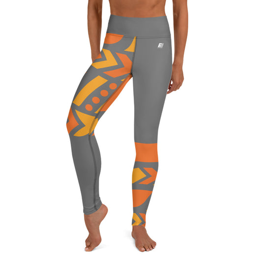 Raised Waist Leggings (ST-Grey/Orange)